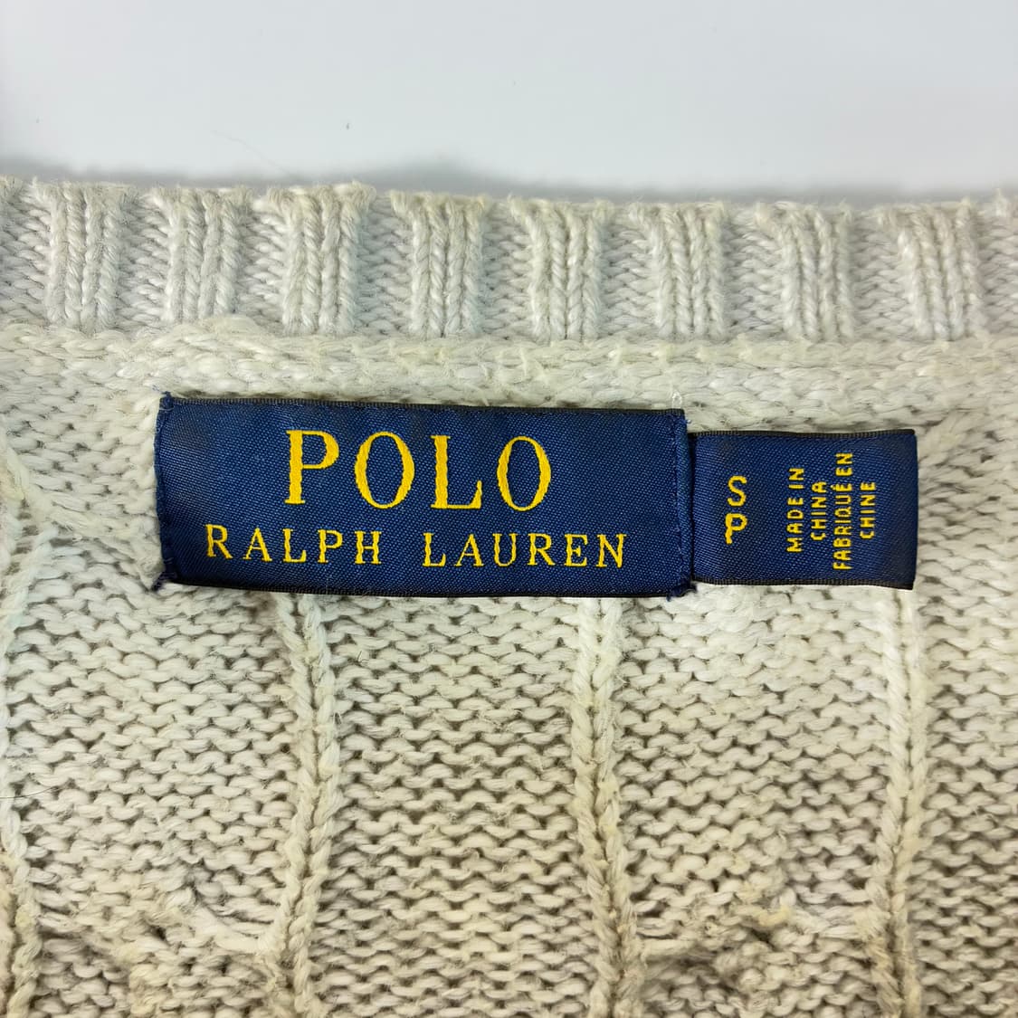 Polo   폴로 랄프로렌 자수 코튼 꽈배기 화이트 니트 상품이미지4