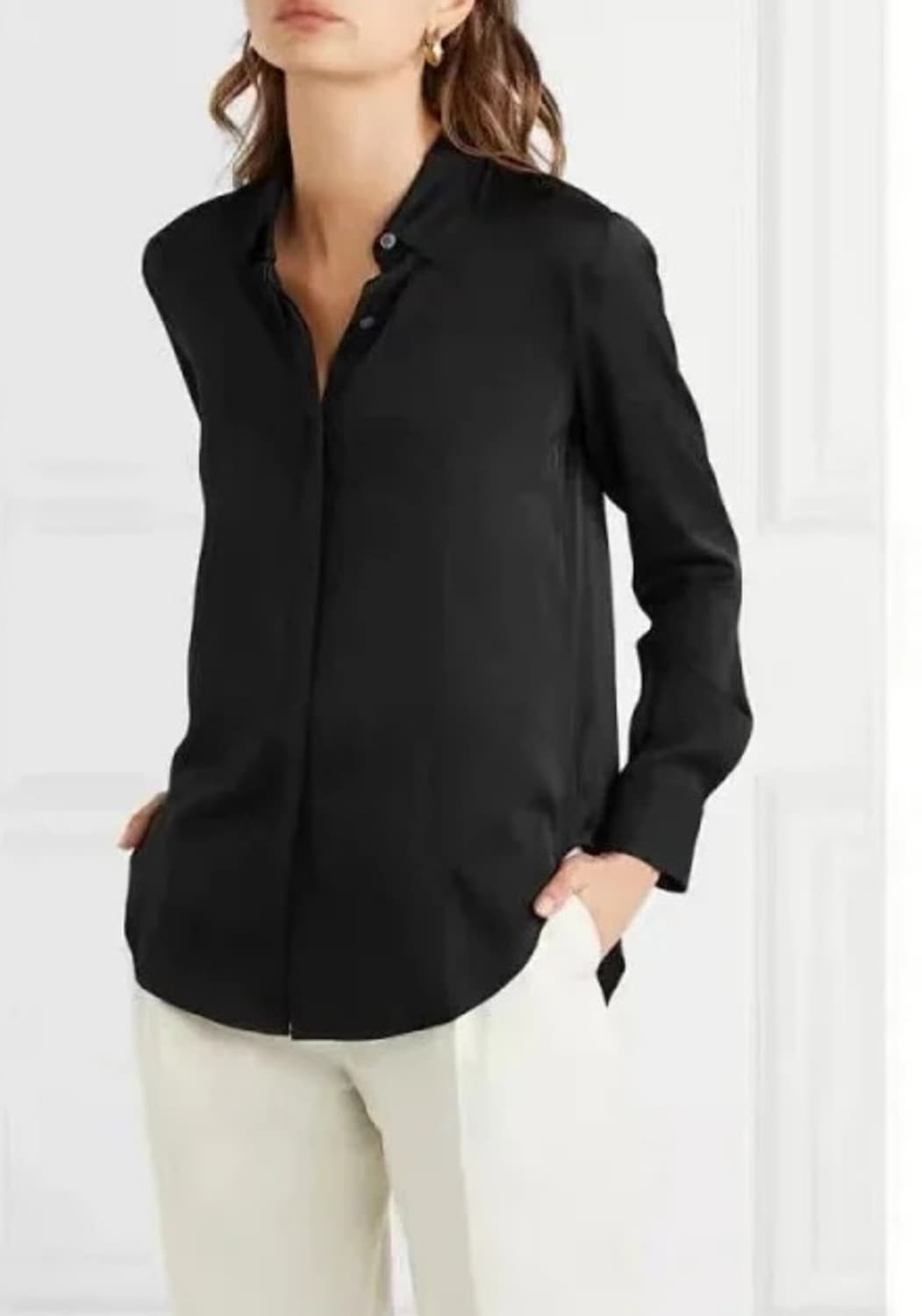 띠어리 Theory 클래식 핏 실크 셔츠 블랙 M 상품이미지2