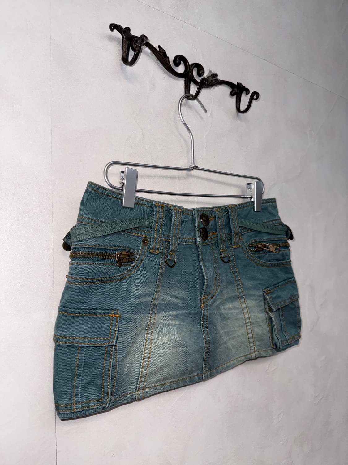 Washing bluegreen buckle pocket cargo sk 상품이미지2