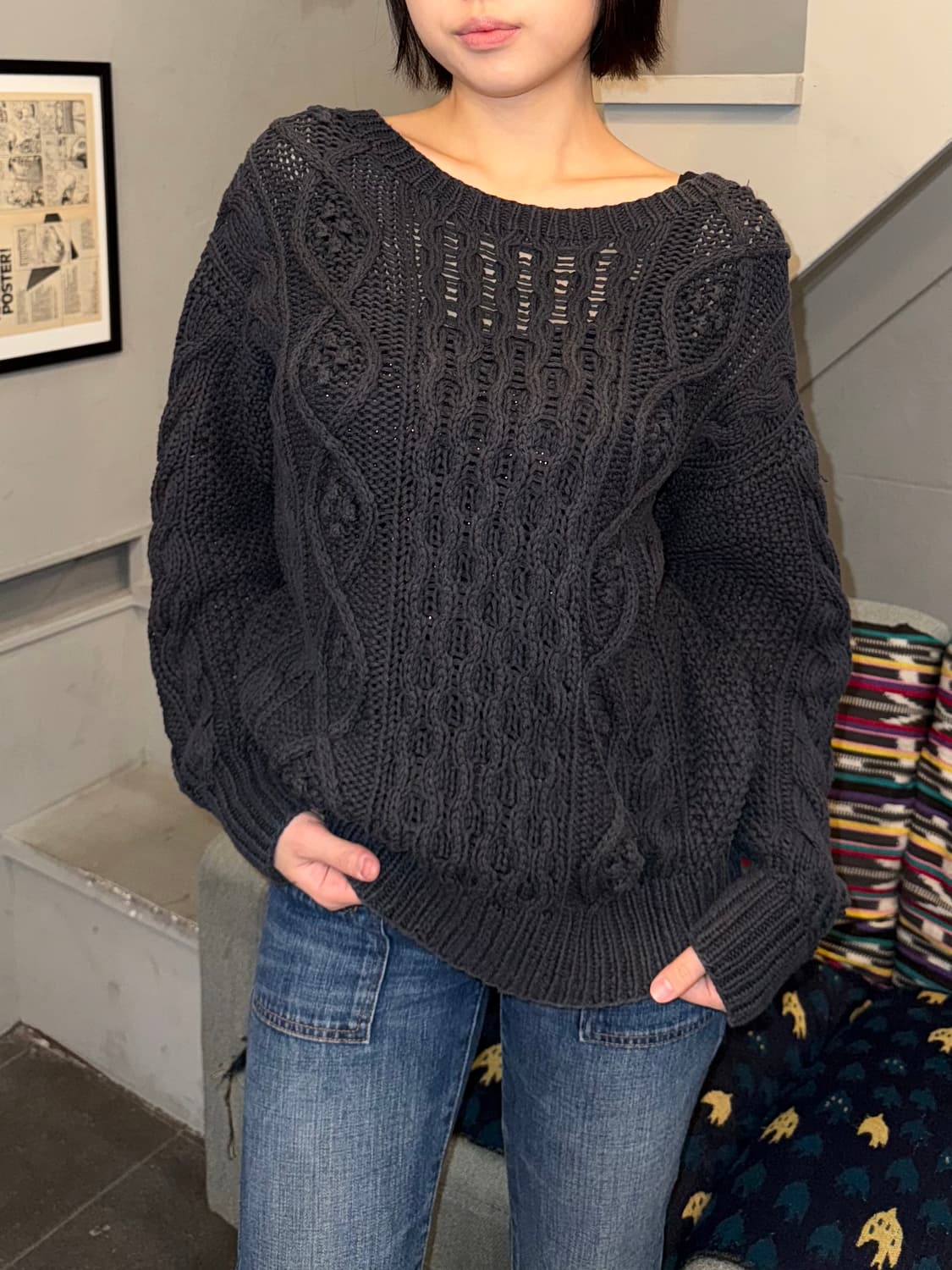 90‘s Issey Miyake I.S cable knit sweater 상품이미지3