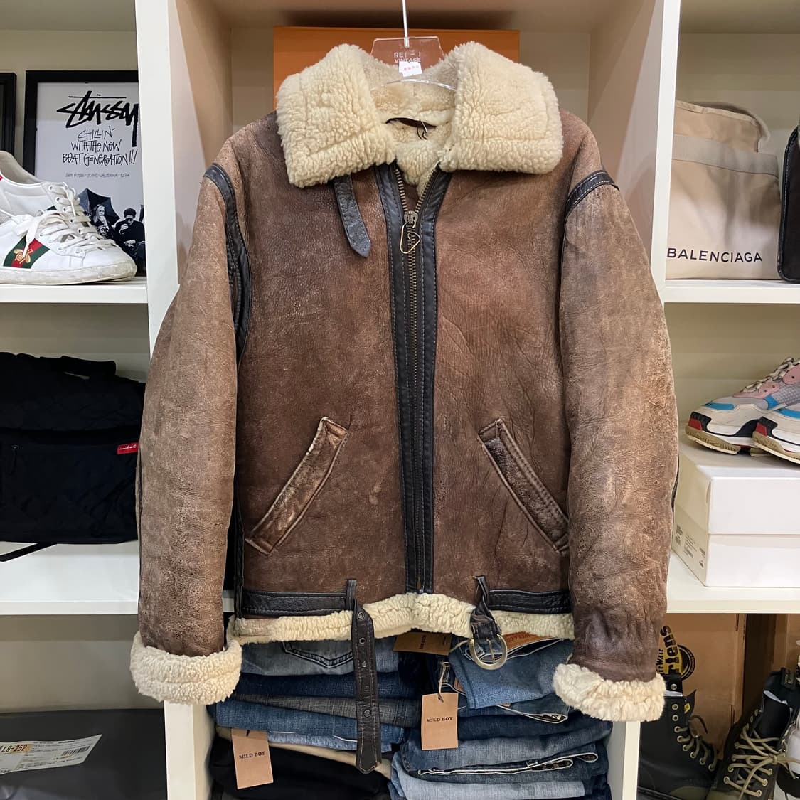 USA Schott bros 쇼트 B-3 브라운 무스탕 자켓 38 상품이미지1