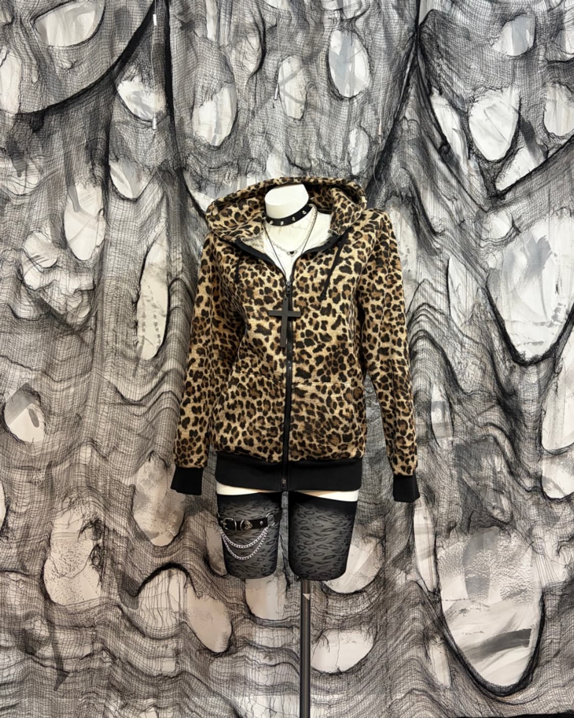 00's Onegyaru Leopard hoodie zip up 상품이미지2