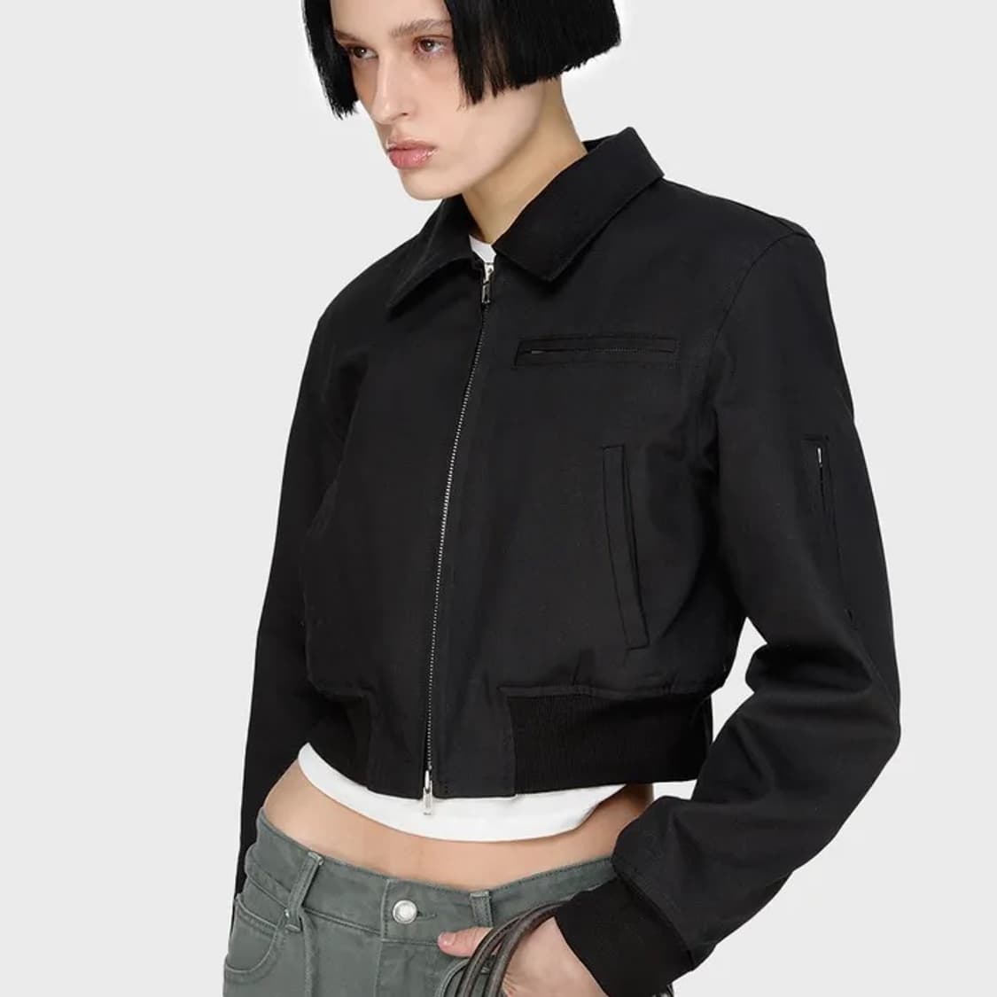 썬번프로젝트 블랙 코튼 크롭 자켓 상품이미지3