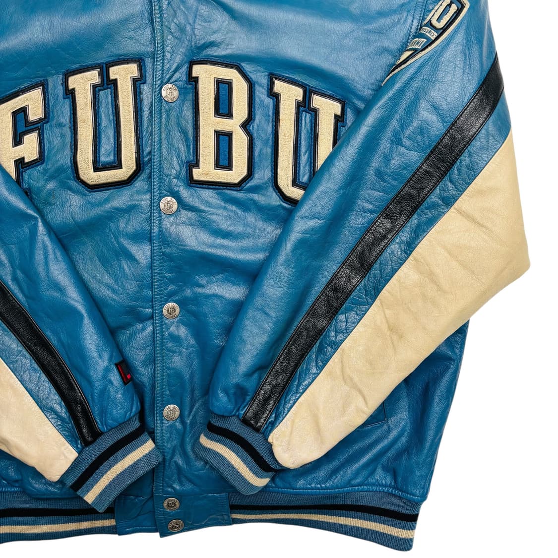 FUBU 푸부 올드스쿨 빅 스펠아웃 카우 레더 자켓 L 상품이미지3
