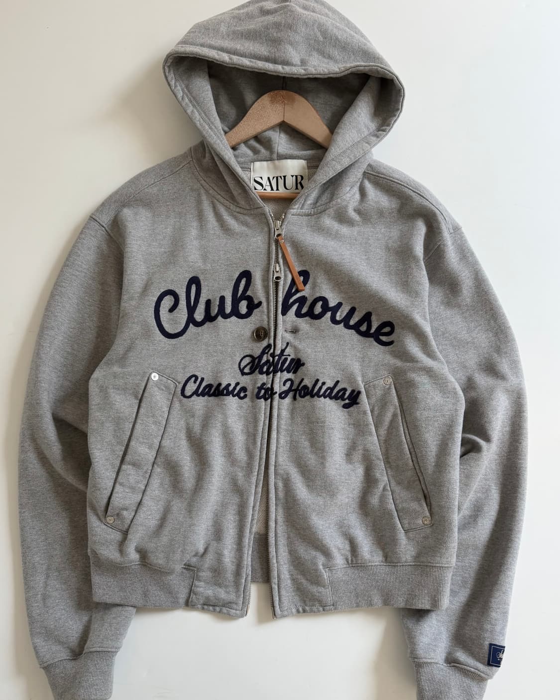Satur 세터 클럽하우스 레터링로고 2-way 후드집업 상품이미지3