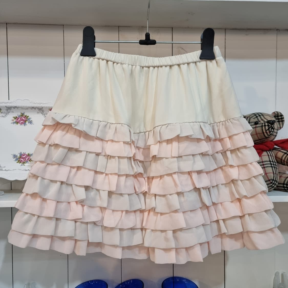 아이보리/핑크 프릴 스커트 상품이미지1