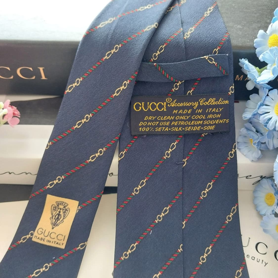 구찌 실크 체인 스트라이프 넥타이 8.2cm A+~A등급 K1396
 상품이미지6