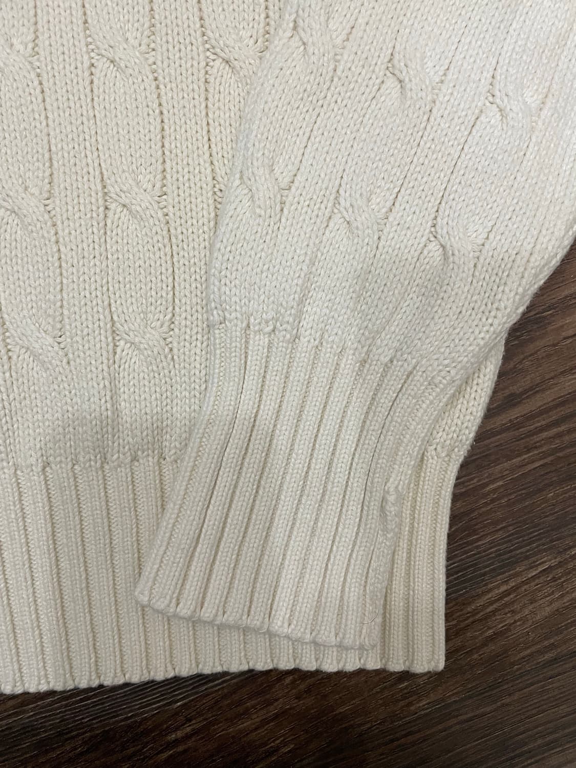 90s 폴로 랄프로렌 아이보리 케이블 니트 코튼 스웨터  상품이미지4