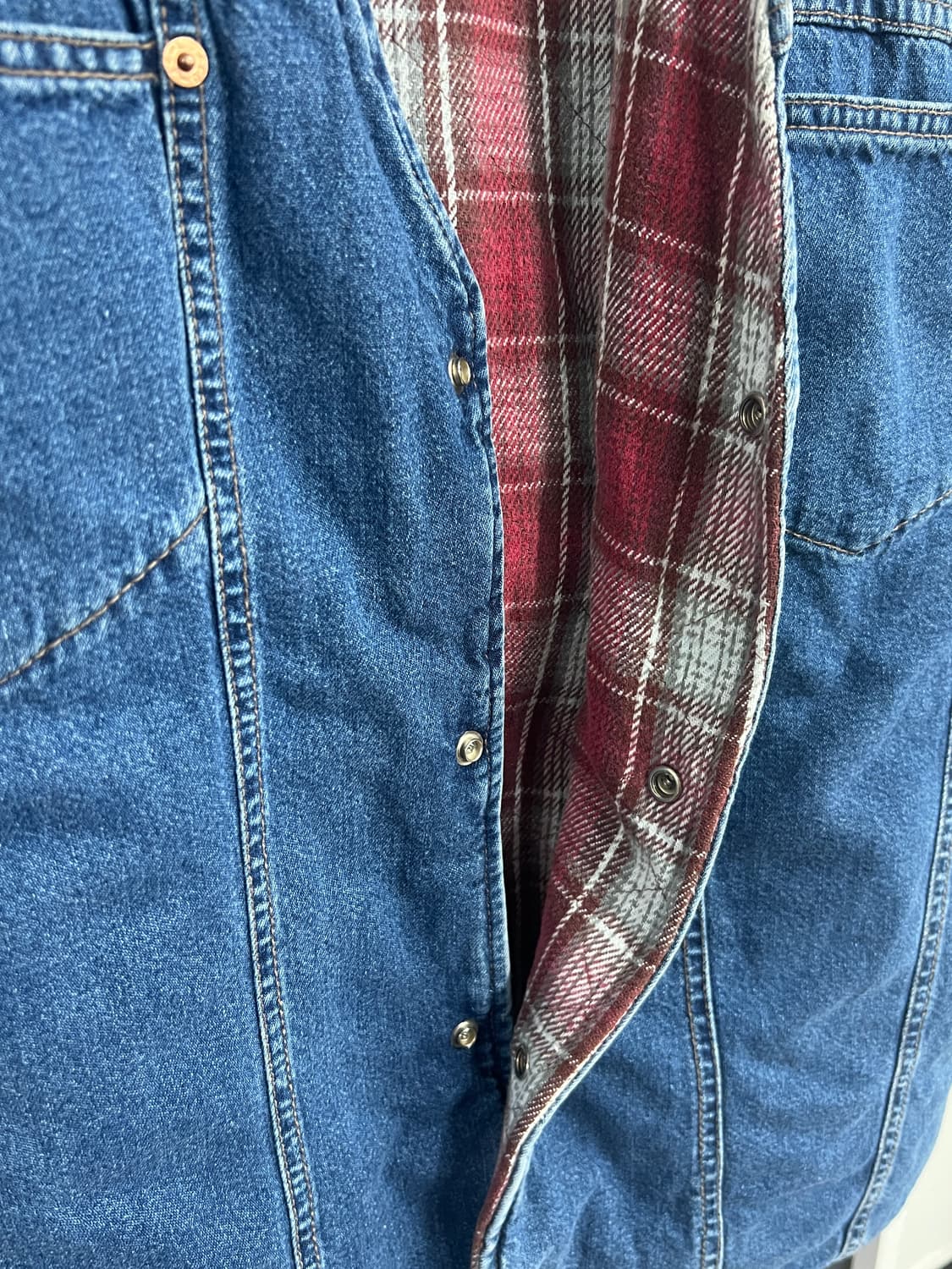 90s Levis USA 리버시블 체크 데님 웨스턴 베스트  상품이미지4