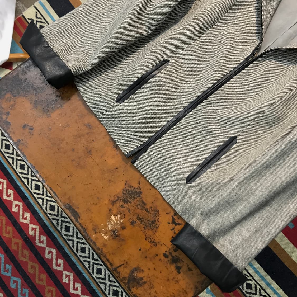 90s Chloe 끌로에 레더 배색 집업 자켓 여성 55 사이즈 상품이미지4