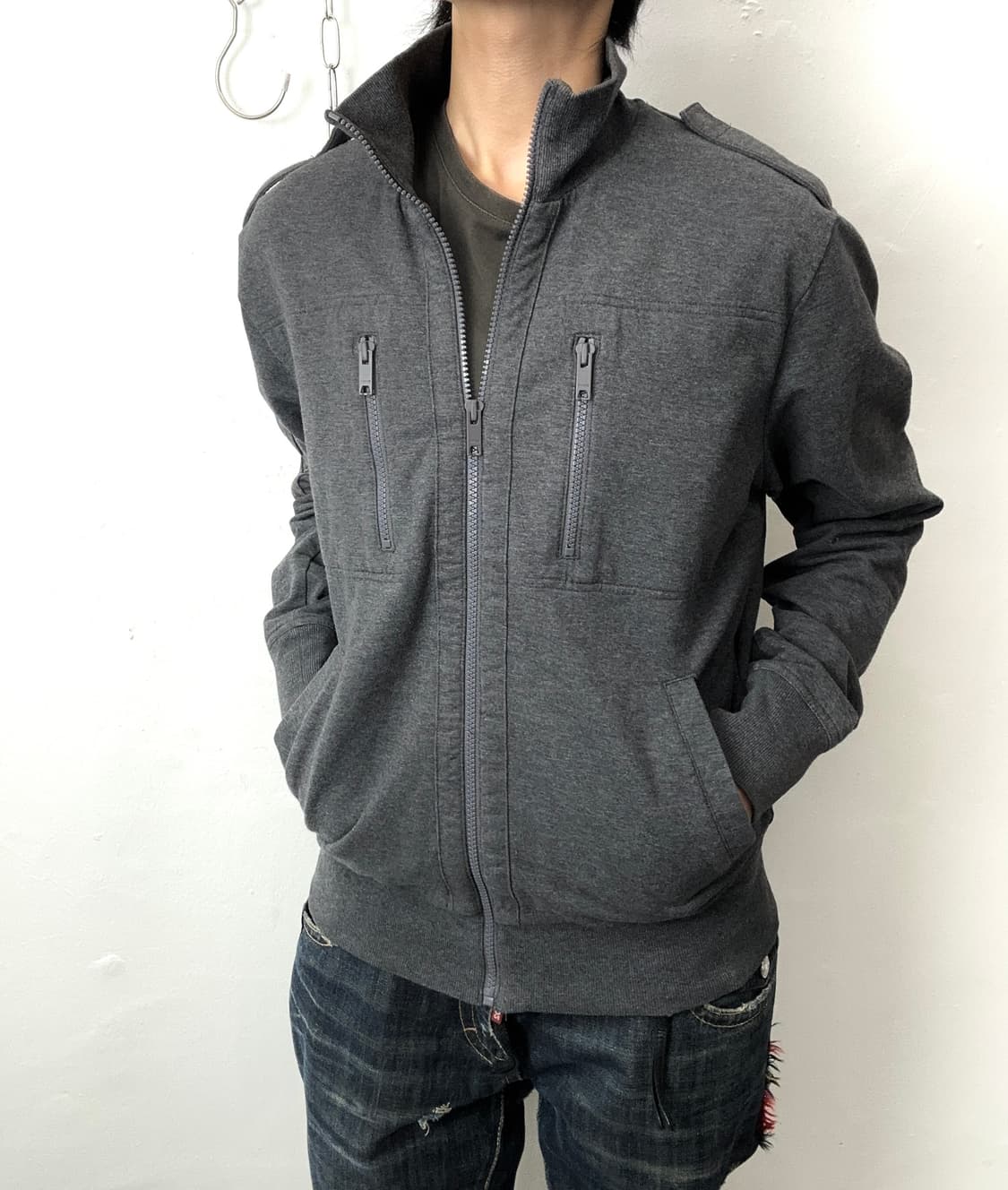 DKNY Military Zip-Up Knit Bomber Jacket 상품이미지1