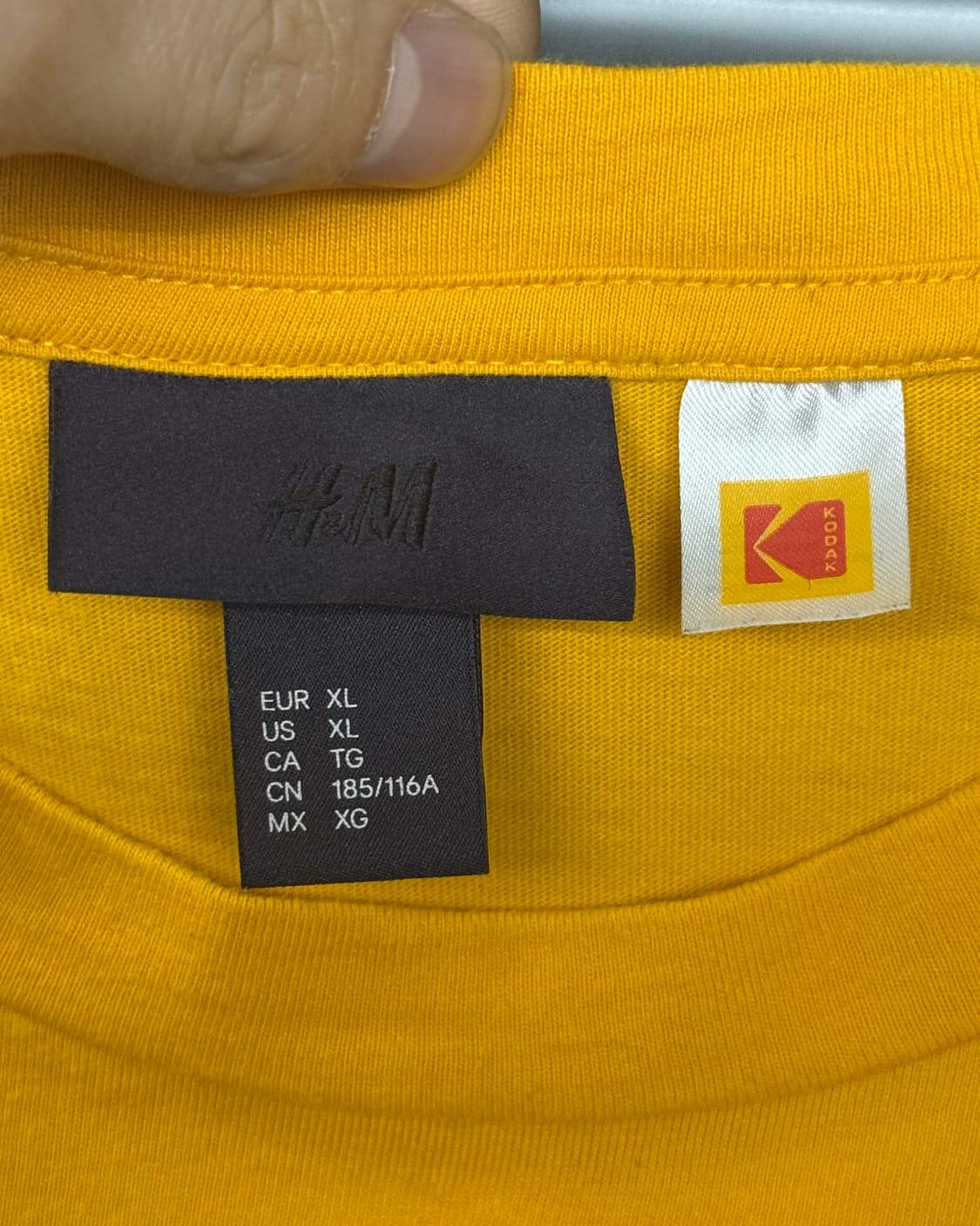 H&M KODAK 코닥 콜라보 옐로우 노랑색 반팔티 배색 XL 105 상품이미지5