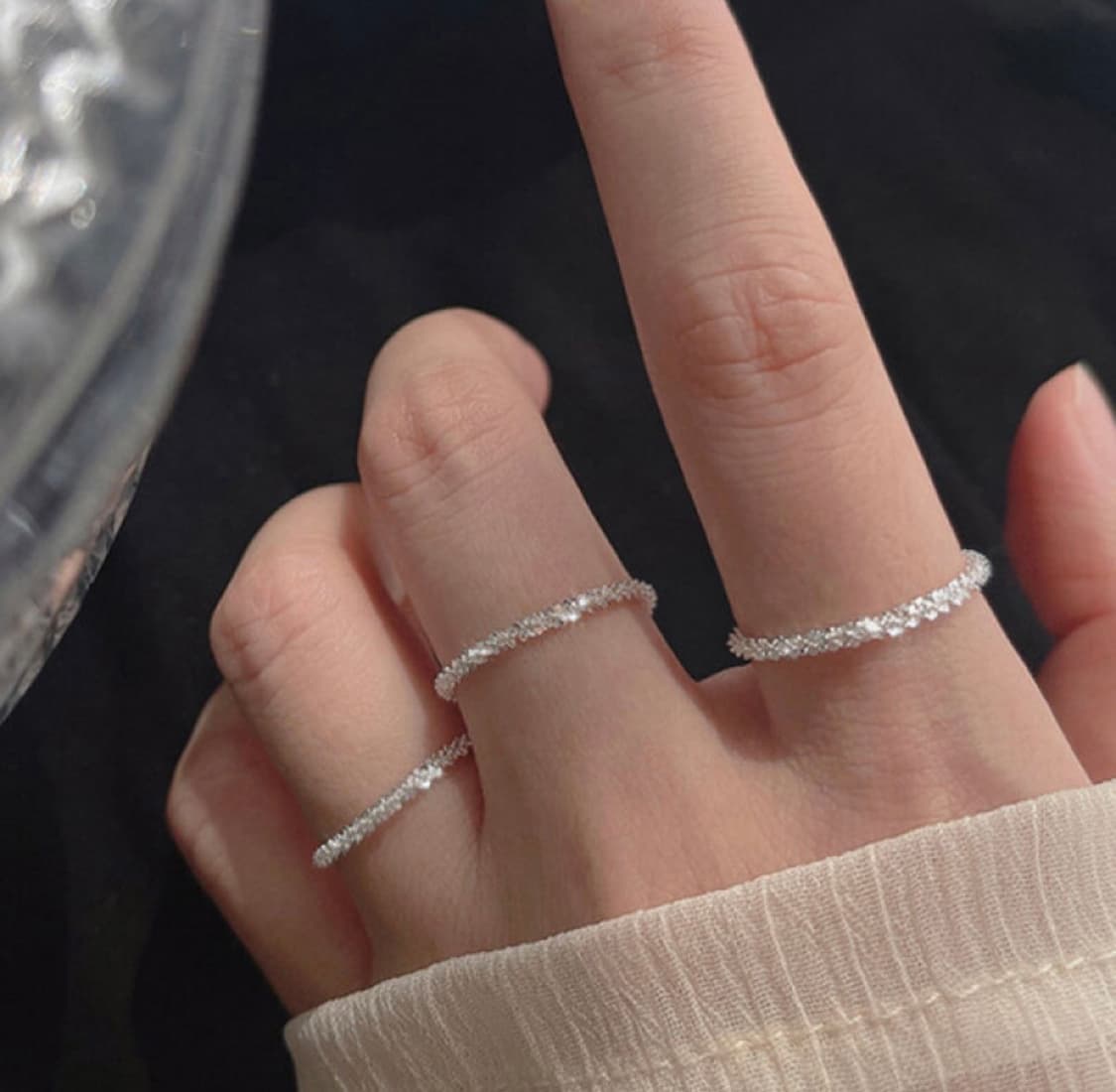 샤이니 눈꽃 신주 은도금 반지 상품이미지2