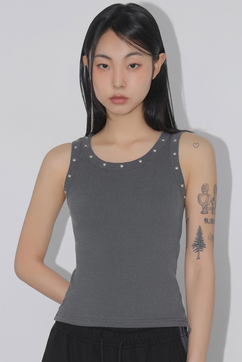 빈티지 스터드 탑 차콜 상품이미지2
