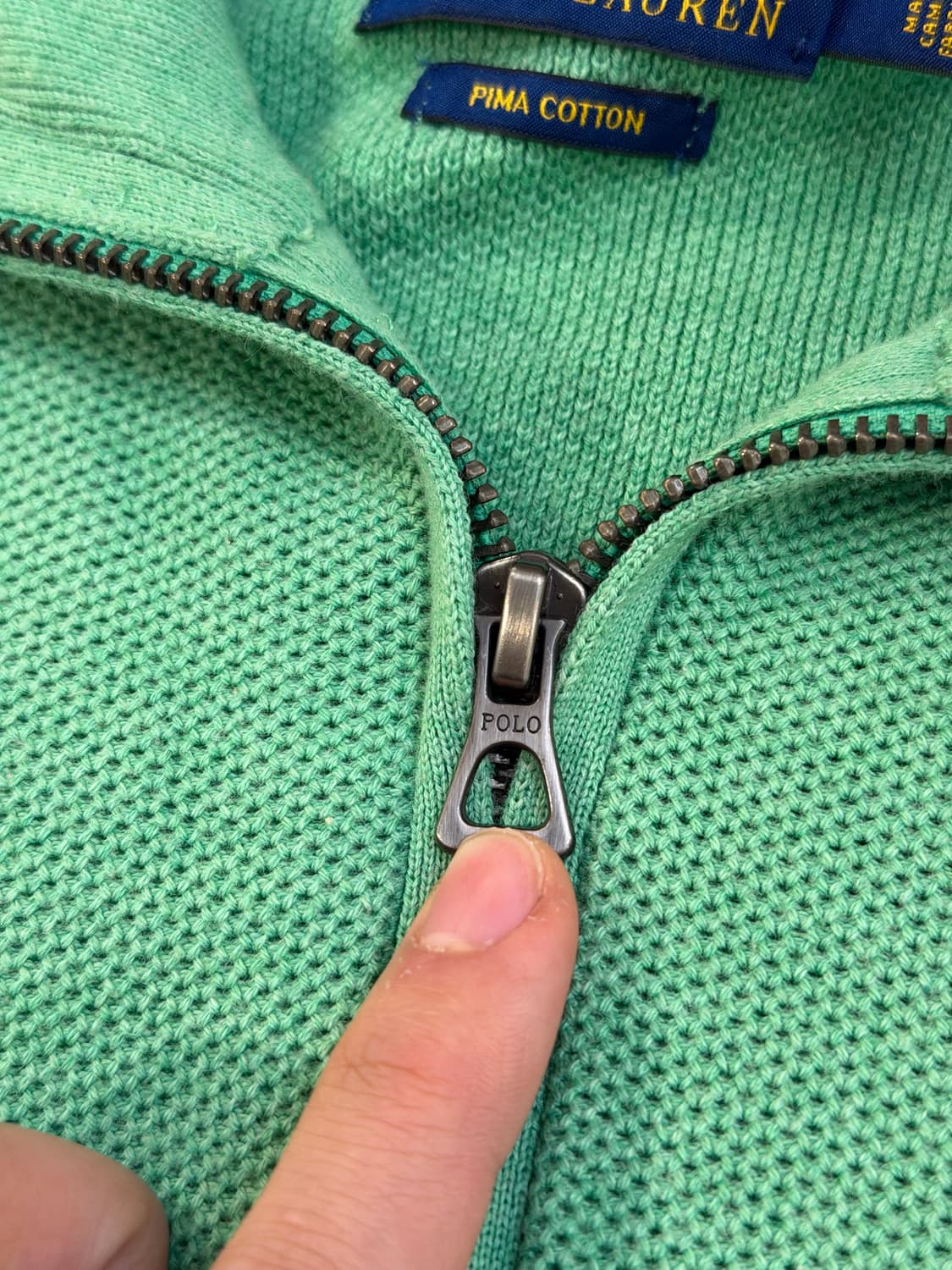 폴로 랄프로렌 반집업 와플 코튼 니트 그린 상품이미지3