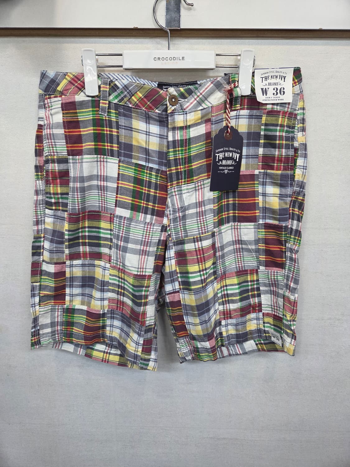 더뉴아이비 패치워크 마드라스 린넨 반바지 36 상품이미지1