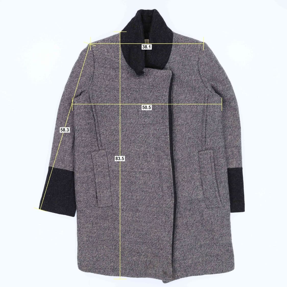 [88-94-165] 잇미샤 여성 울 혼방 싱글 코트 배색 3848 상품이미지9