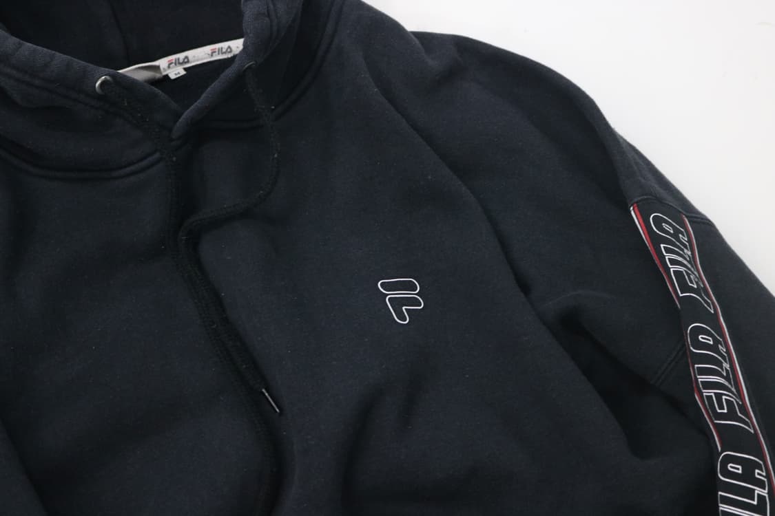 FILA 휠라 빈티지 사이드라인 로고 테이핑 후드 티셔츠 M 상품이미지4