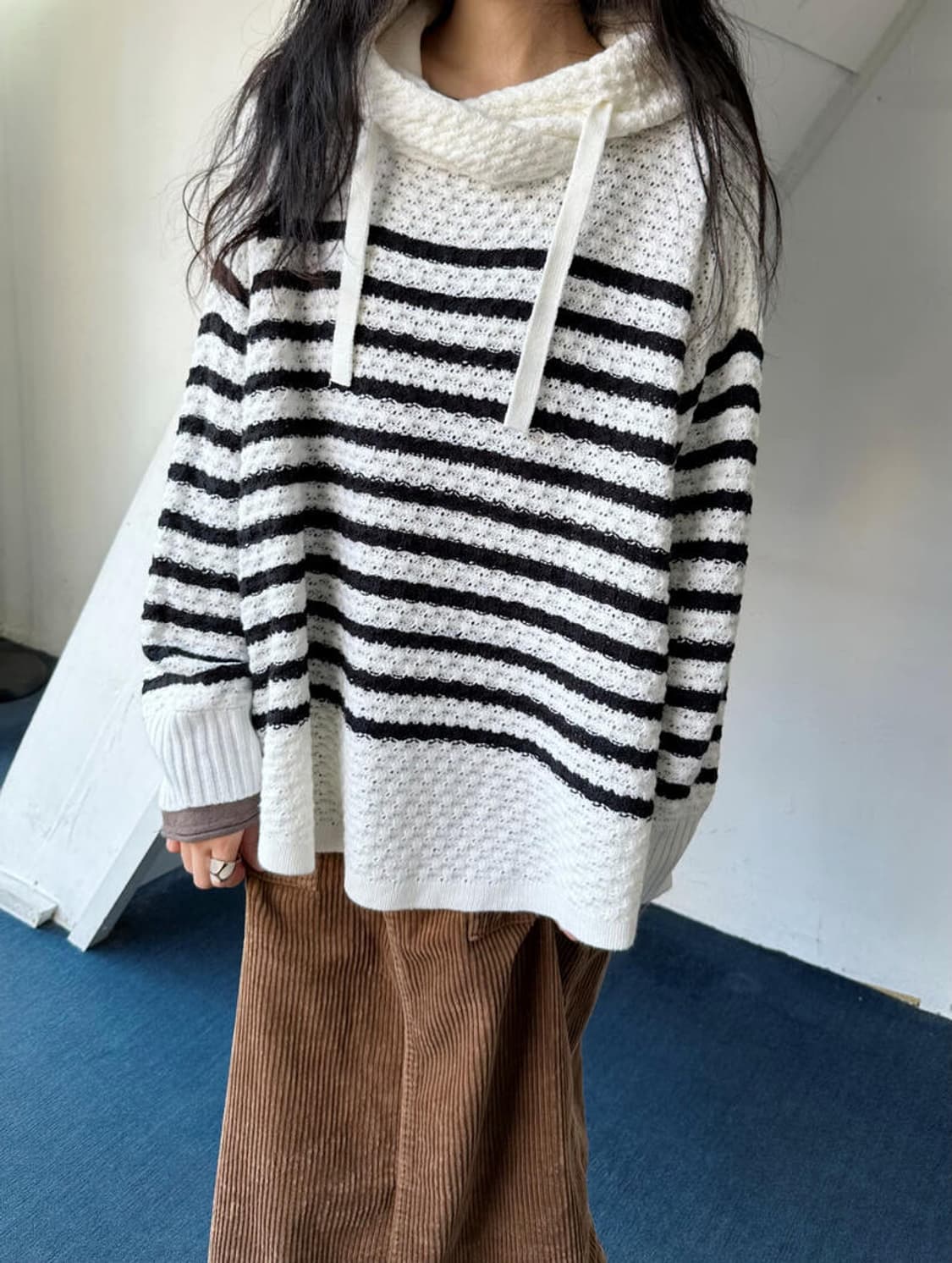 BIG silhouette loose knit hooded P/O 상품이미지7