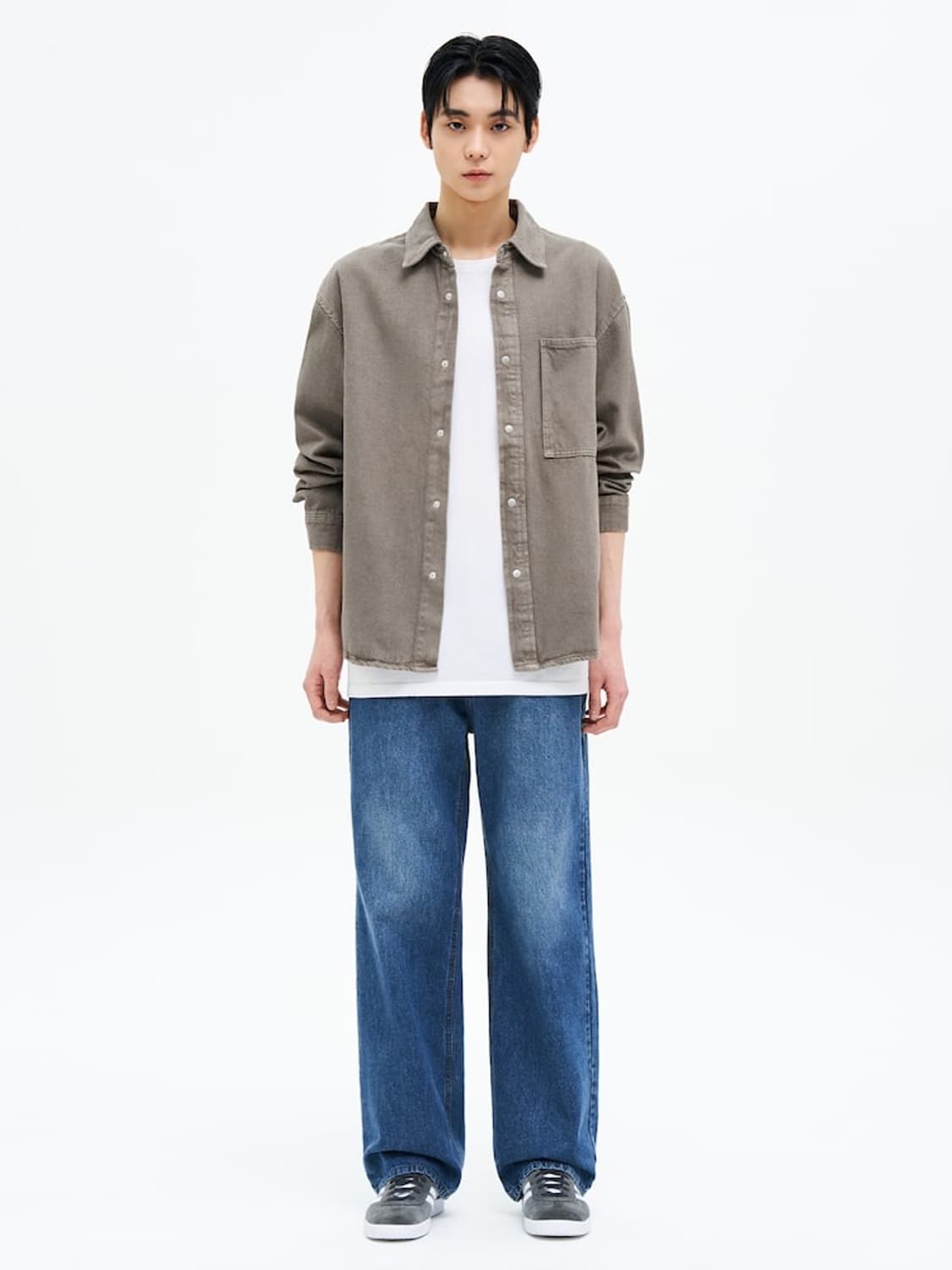 에잇세컨즈/ 헤비 트윌 가먼트다잉 셔츠 올리브/ XXL 상품이미지2