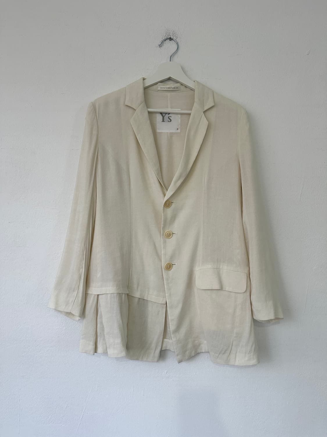 요지 야마모토 Y’s 비대칭 크림 블레이저 상품이미지1