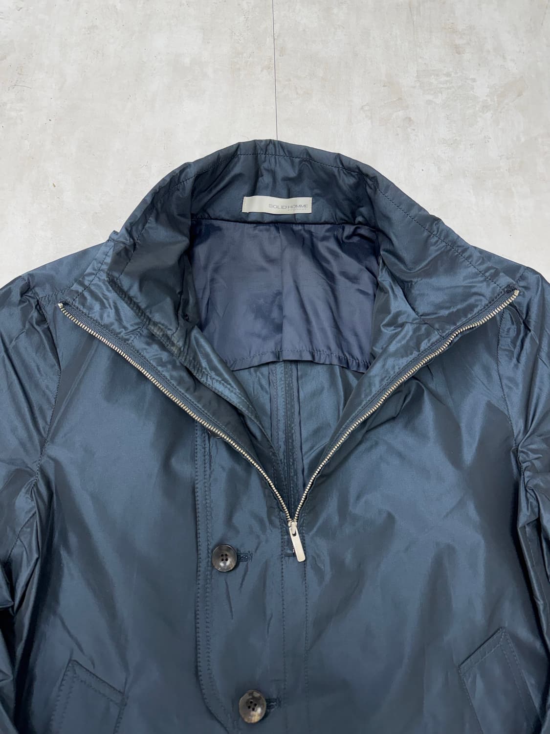 •SOLID HOMME 네이비 폴리에스터 반집업 자켓 상품이미지5