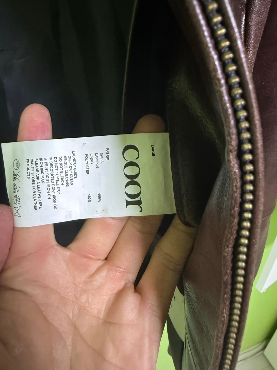 쿠어 램스킴 왁시드 자켓 L 상품이미지6