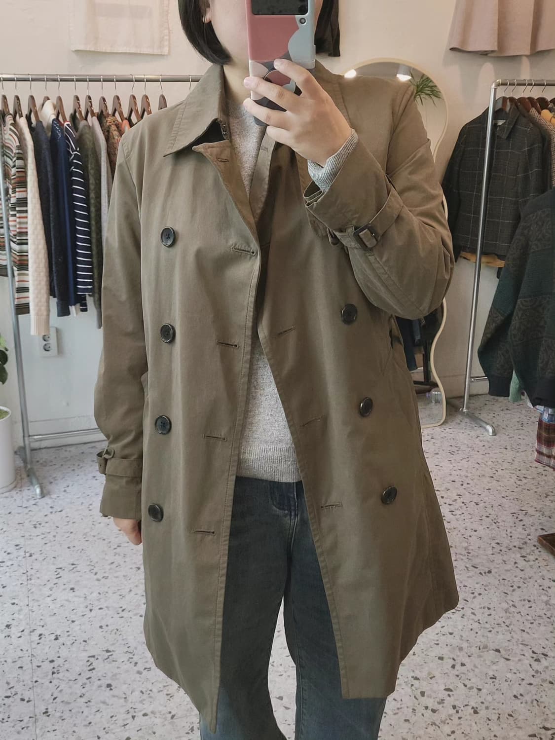 카키 내피 트렌치코트 상품이미지10