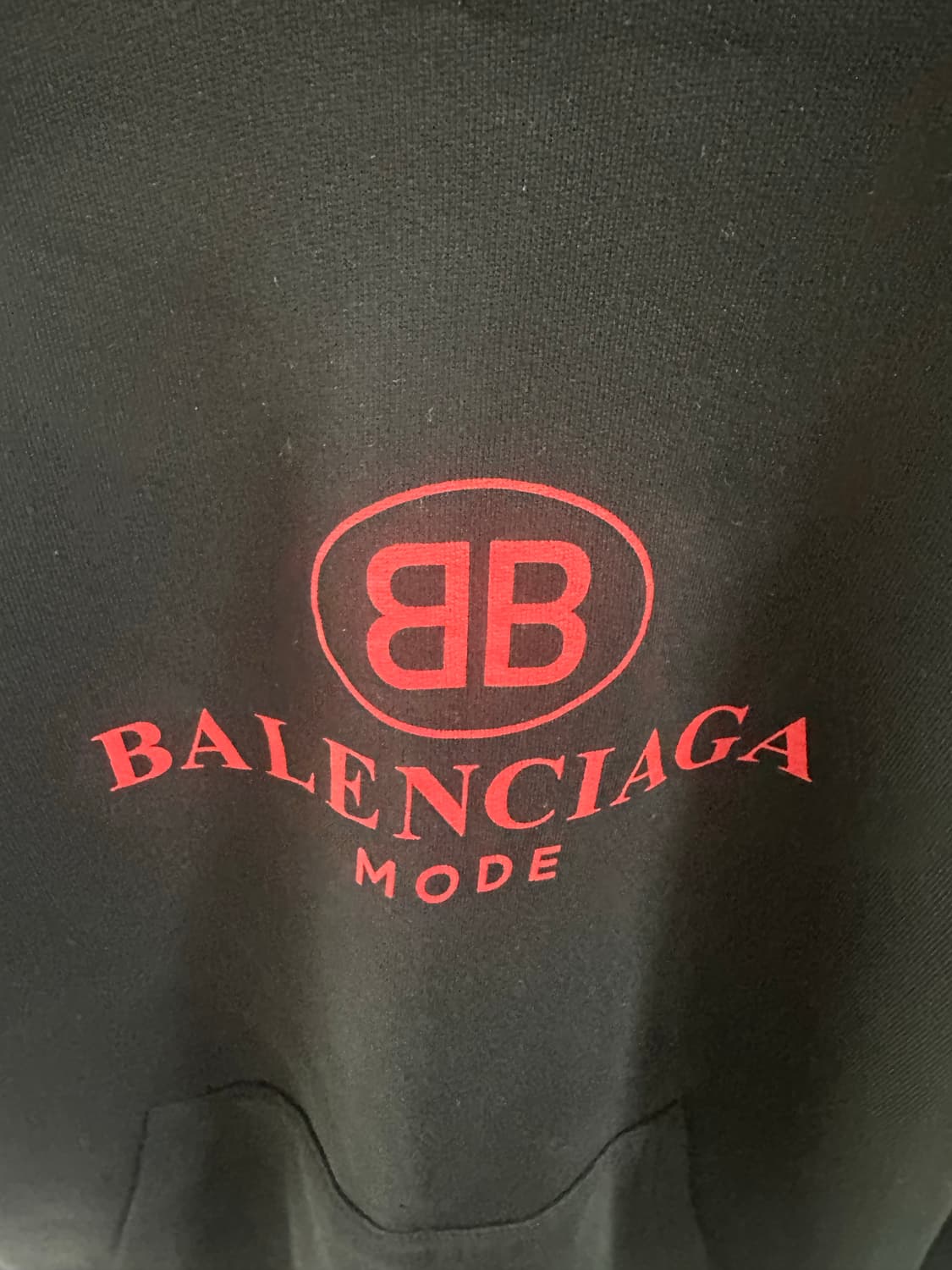 [L] 발렌시아가 BB로고 모드 후드티 블랙 레드 상품이미지3