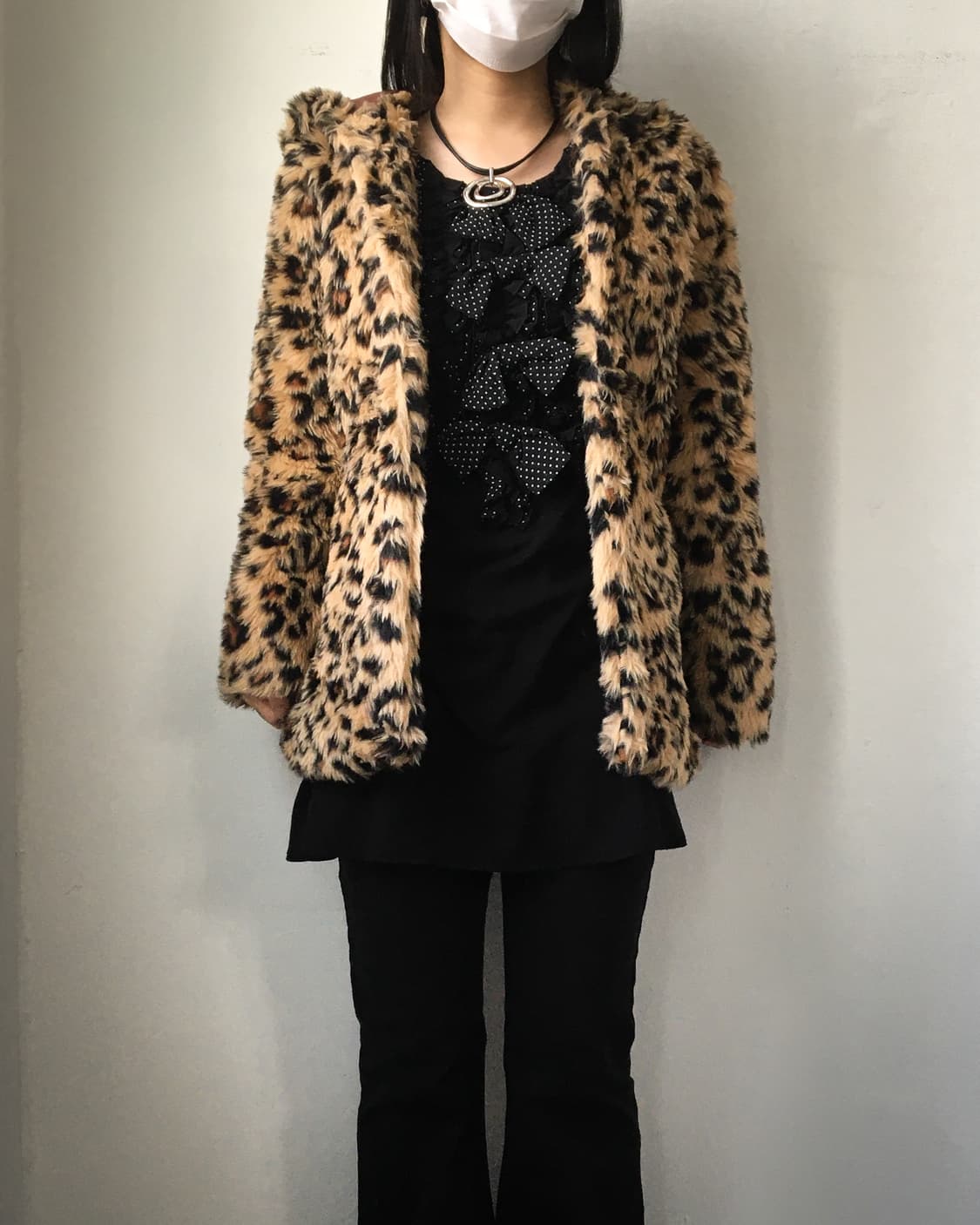 Leopard pattern fake fur hood jacket 상품이미지6
