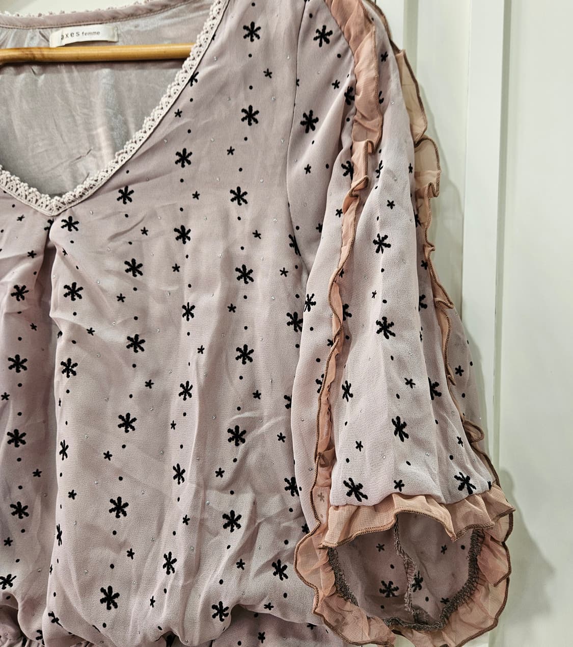 엑시즈팜 axes femme 진주 리본 쉬폰 원피스 상품이미지3