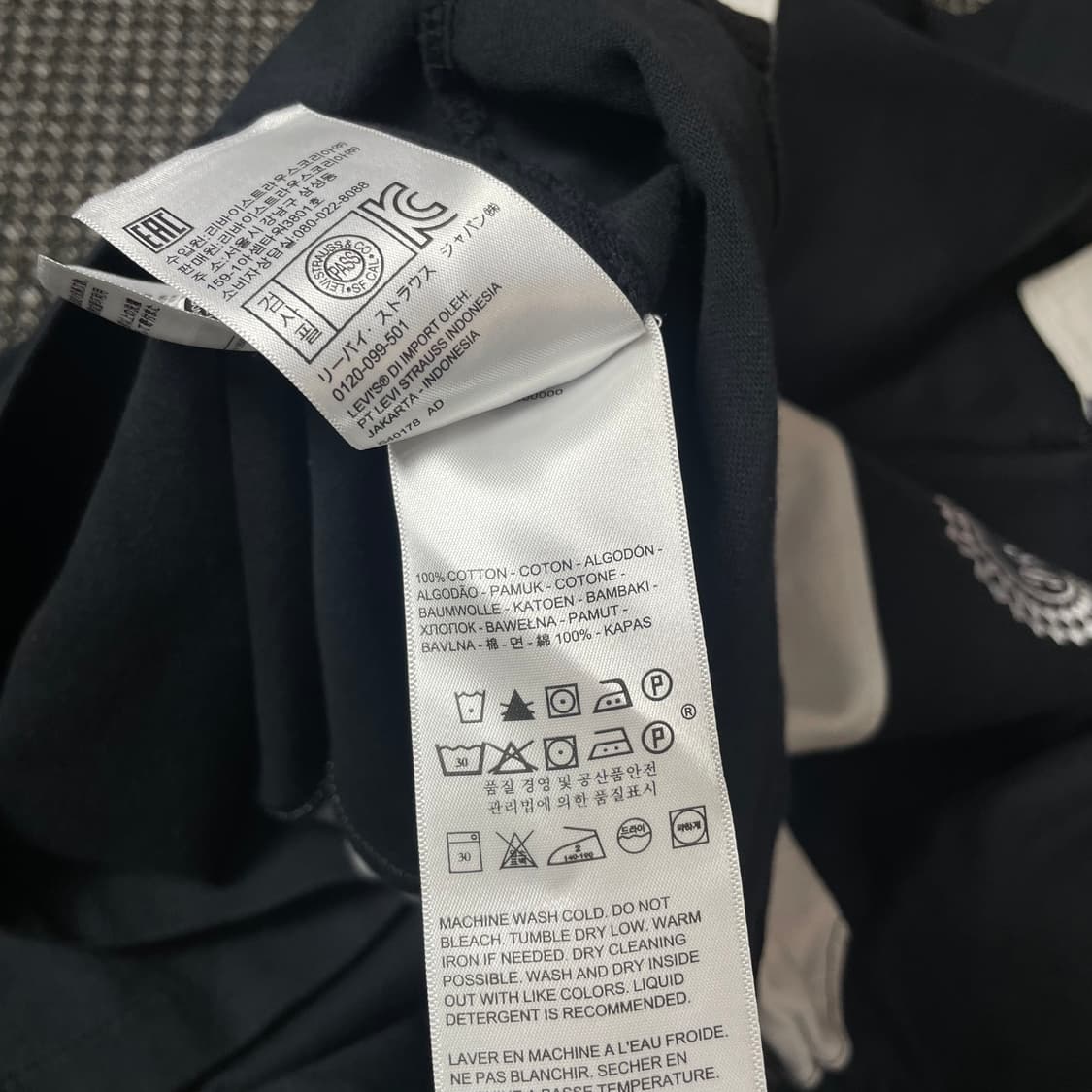 리바이스 블랙 화이트 단가라 카라 맨투맨 L 상품이미지7