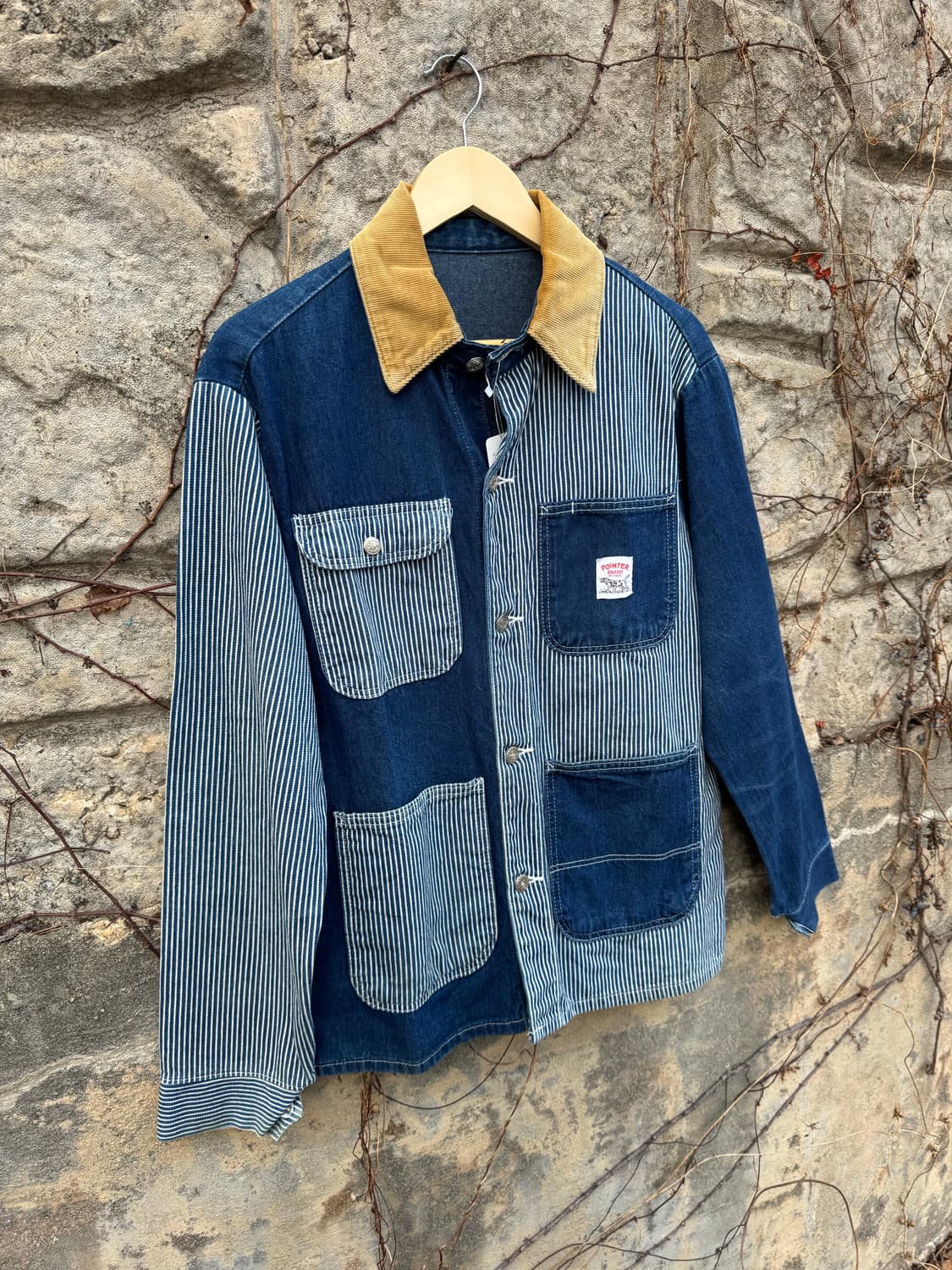 90s 포인터 히코리 대님 코듀로이 카라 데님 초어 워크 자켓 상품이미지3