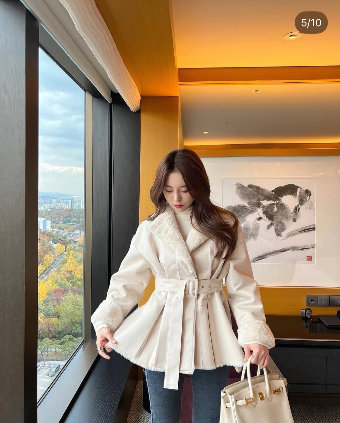 로아르 아옳이 베이지 무스탕 상품이미지2