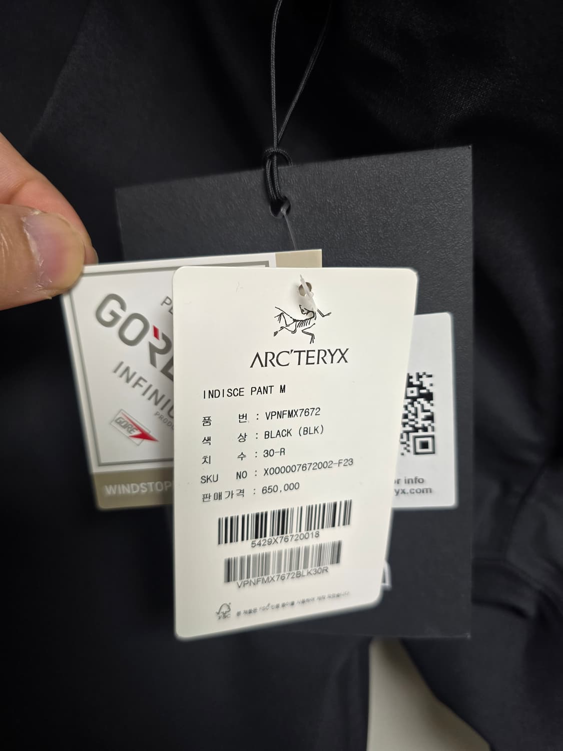 아크테릭스 인디스 팬츠 M 30-R 블랙 새제품 상품이미지4