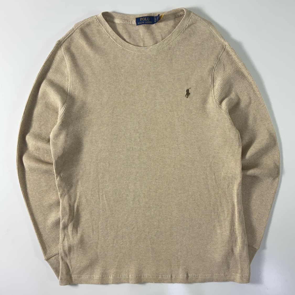 Polo 폴로 랄프로렌 현행QR 베이지 와플 니트 슬리브 상품이미지1