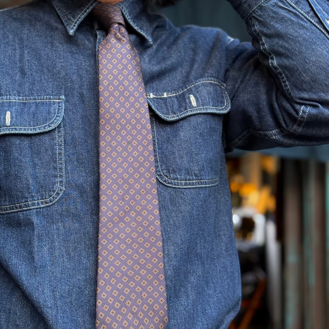 Reoverto Capucci 지오메트릭 패턴 실크타이 상품이미지8