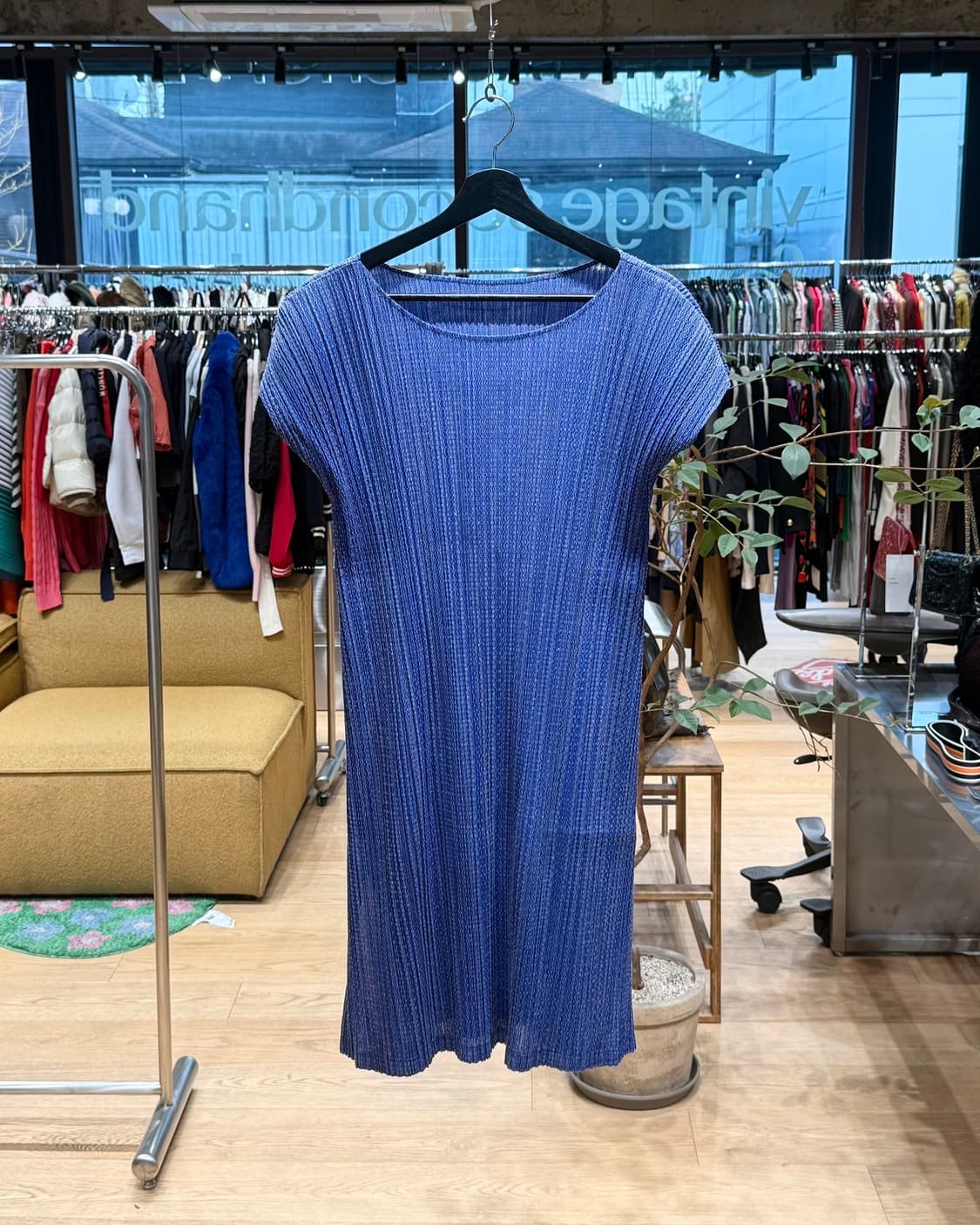 플리츠 플리즈 블루 링컬 슬리브리스 원피스 상품이미지1