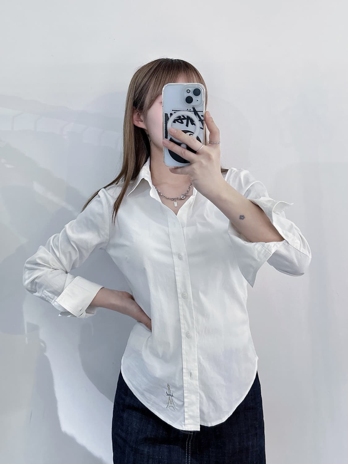 디젤 스몰로고 화이트 셔츠 상품이미지2