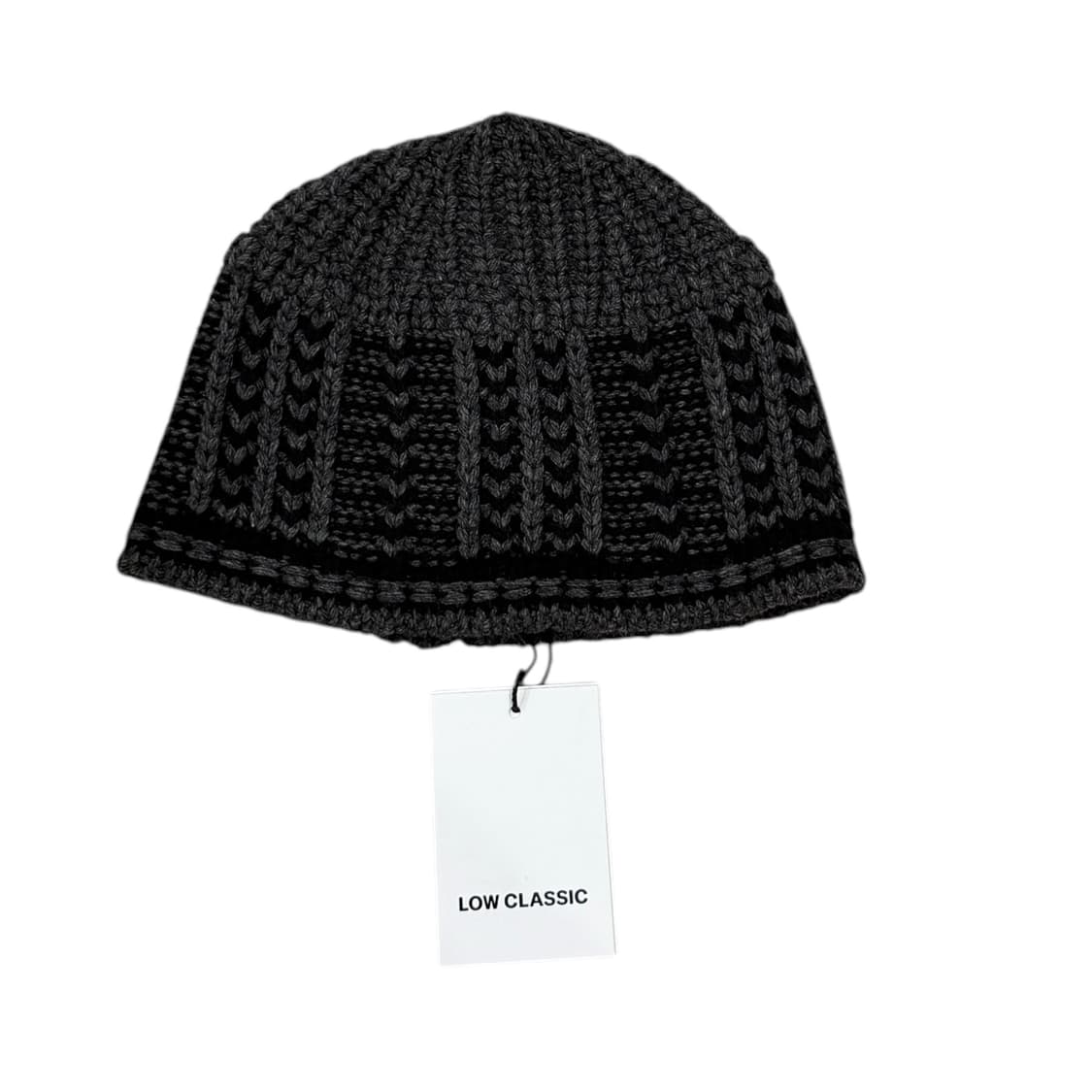 로우클래식 자카드 니트 비니 모자 차콜 상품이미지1