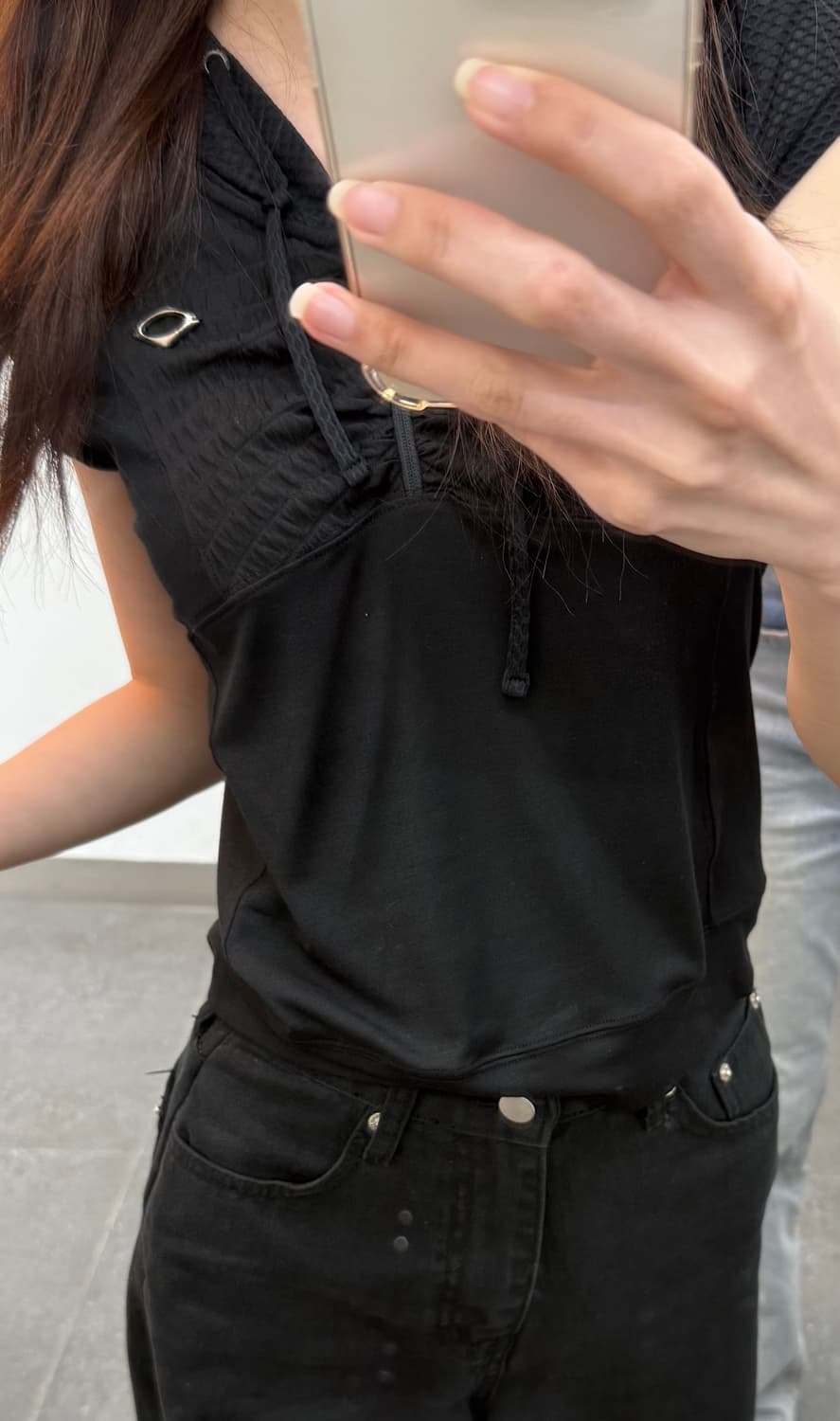 (W) 미스치프 후드 트랙 집업 블랙 멀티  상품이미지2