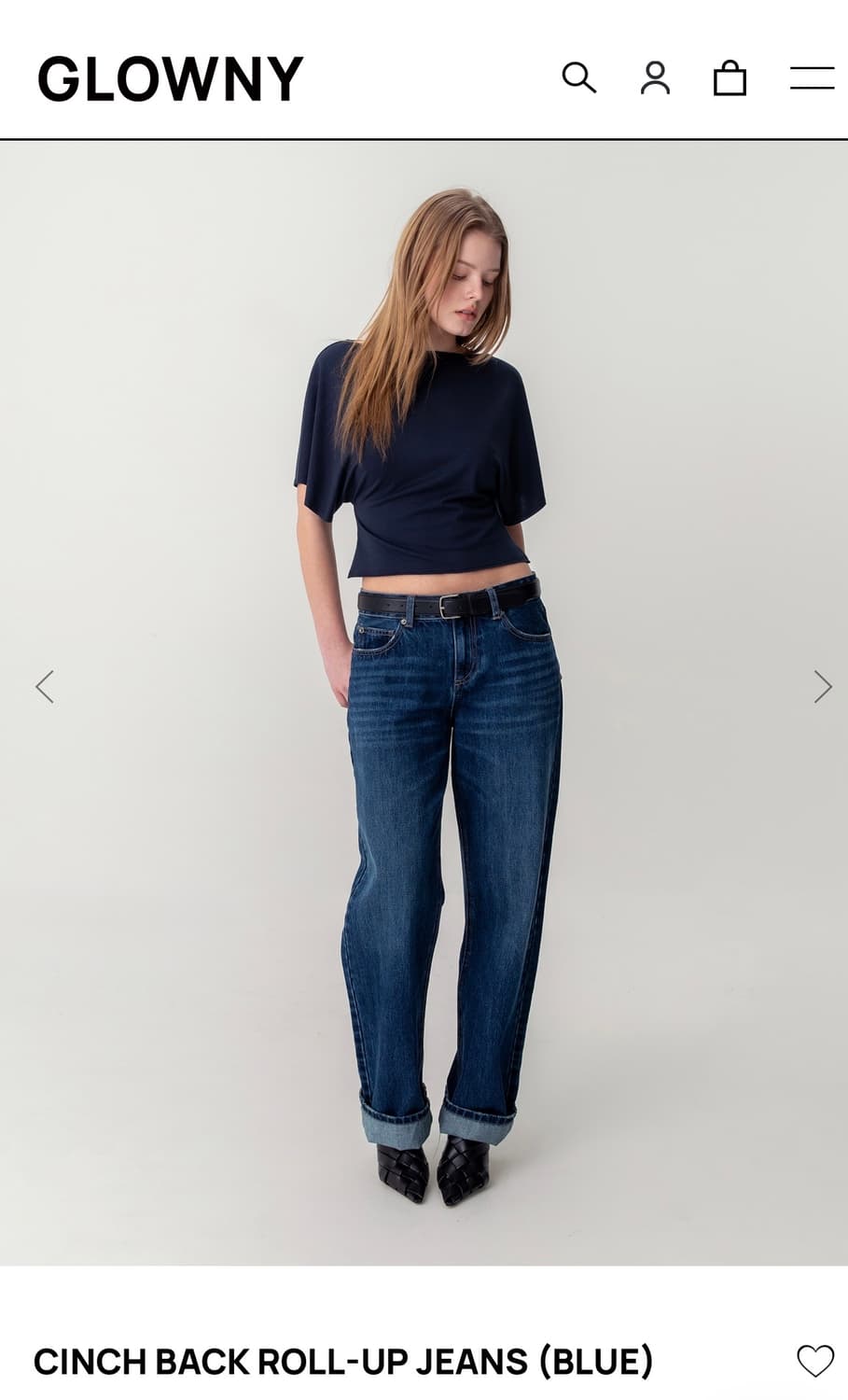 Glowny CINCH BACK ROLL UP JEANS (BLUE) 상품이미지5