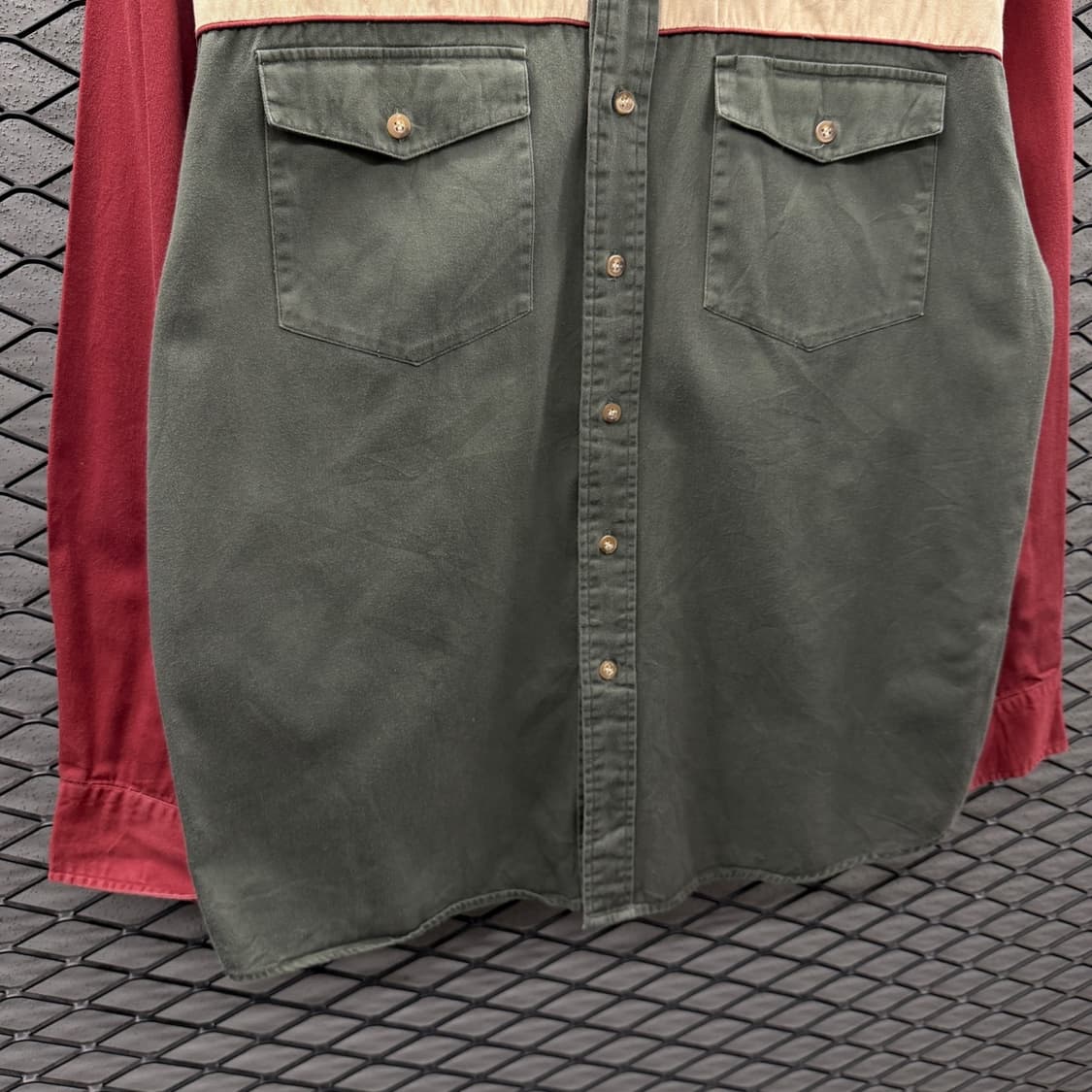 USA VINTAGE 웨스턴 워크셔츠 나바호 패턴 투포켓 디테일 카키 상품이미지5