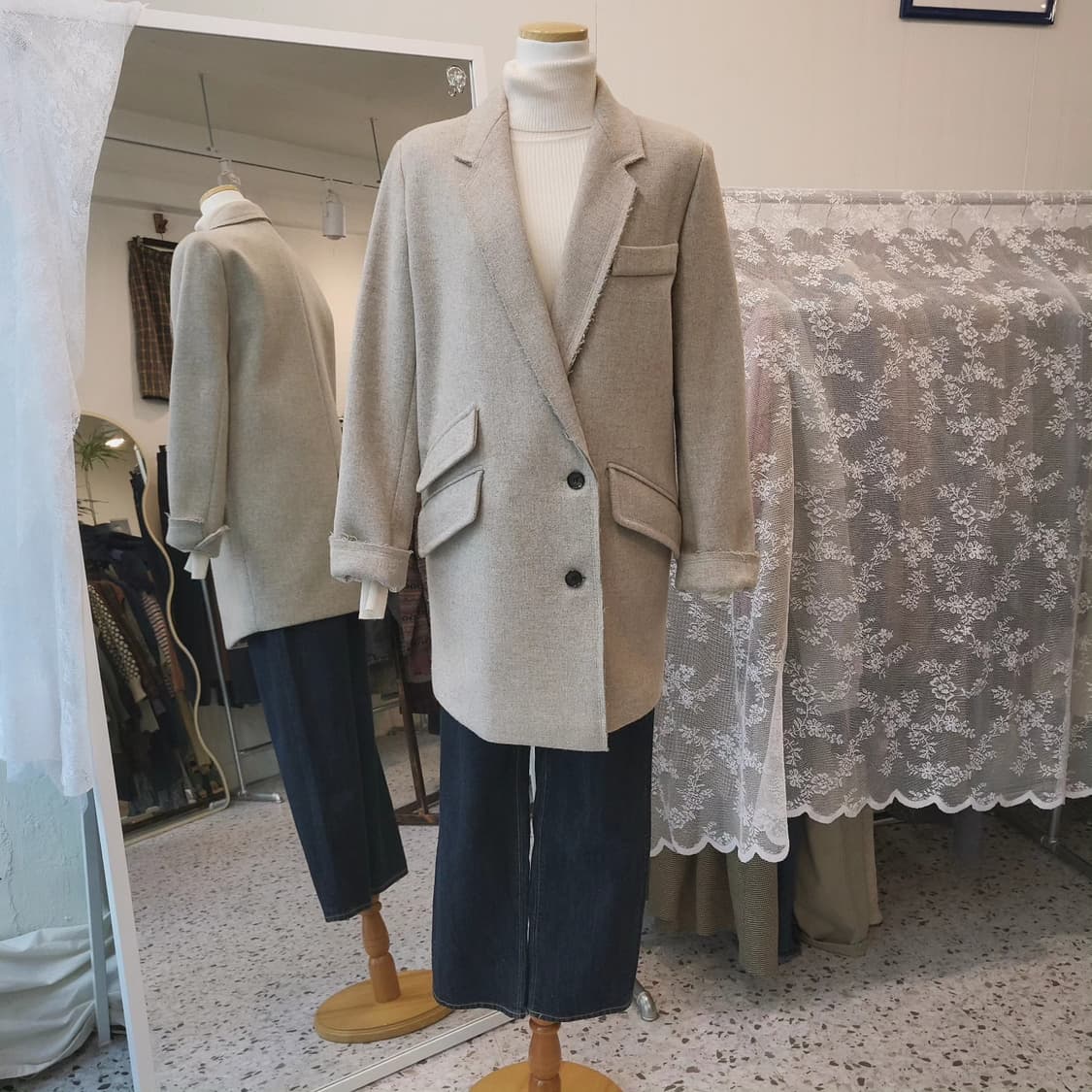 Robert rodriguez 오트밀 모직코트 상품이미지2