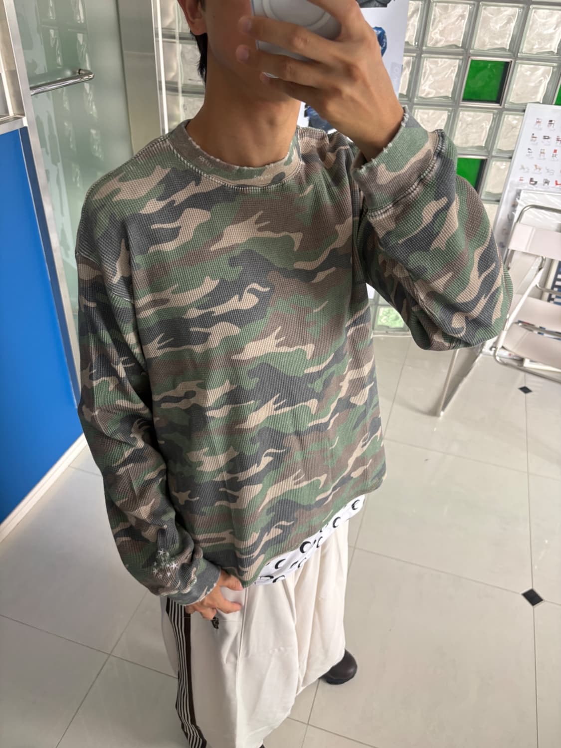 camo waffle thermal ls tee 카모 와플 보온 티 상품이미지3