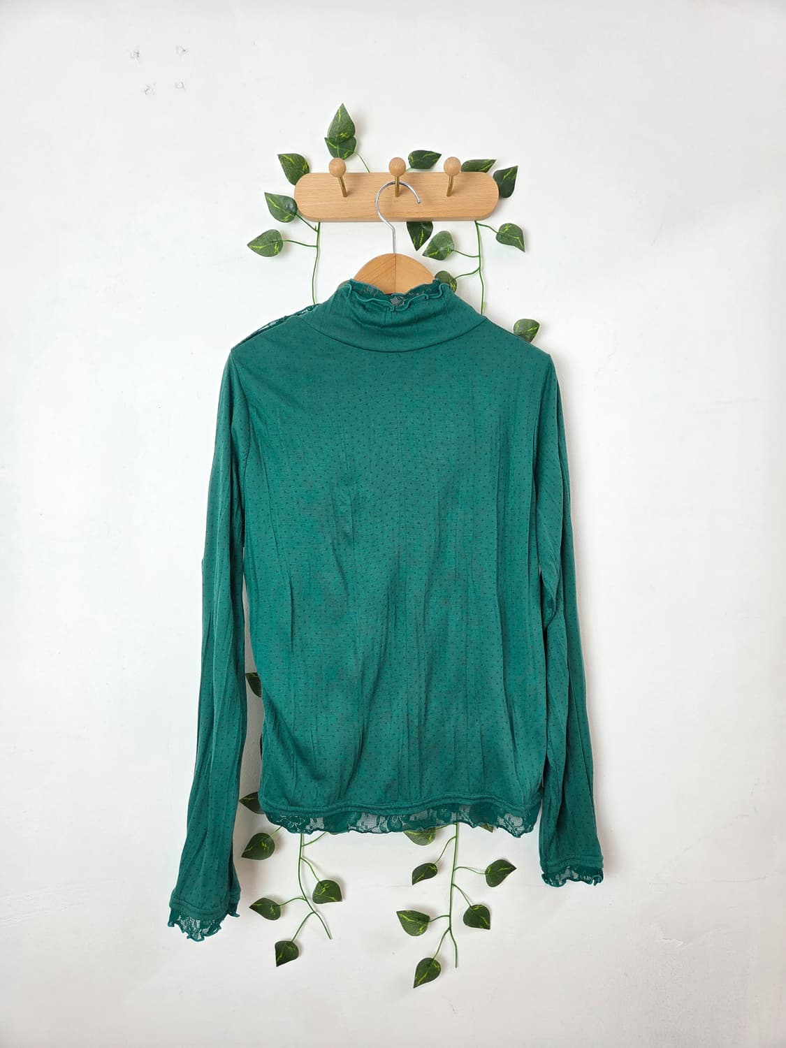 청록 도트 목폴라 슬리브 상품이미지4