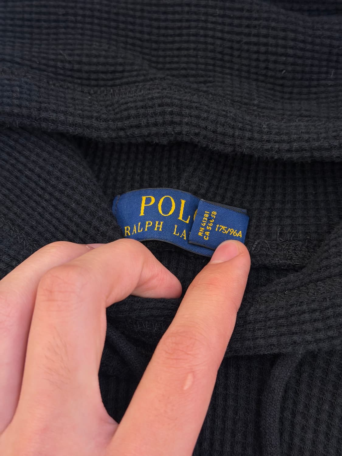폴로 랄프로렌 와플 써멀 니트 후드티 블랙 상품이미지4