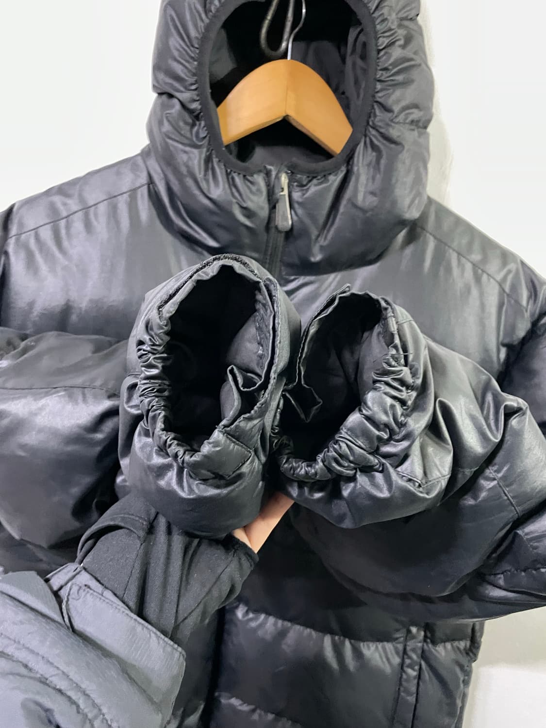 노스페이스 구스다운 퍼텍스 패딩 올블랙 700 XL 105사이즈 상품이미지7