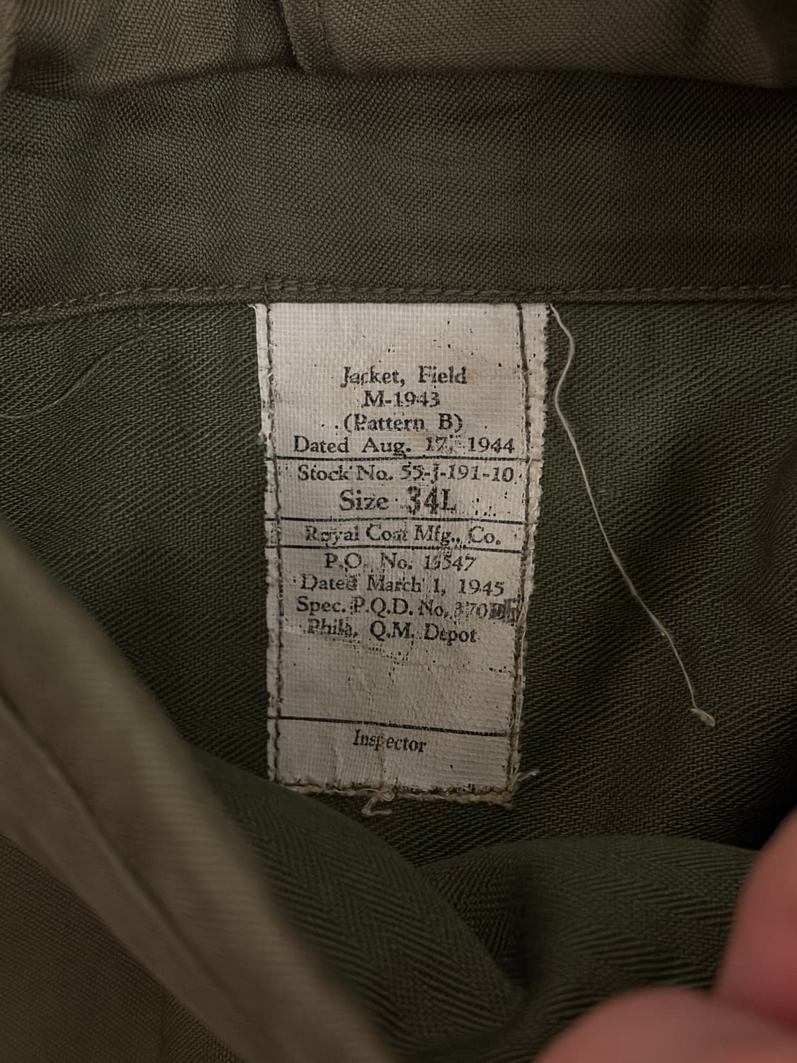 오리지널 M-43 필드자켓 상품이미지3