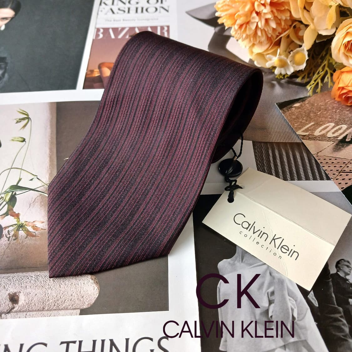 캘빈클라인 넥타이 브라운 와인 컬러 새제품 A19810  상품이미지1
